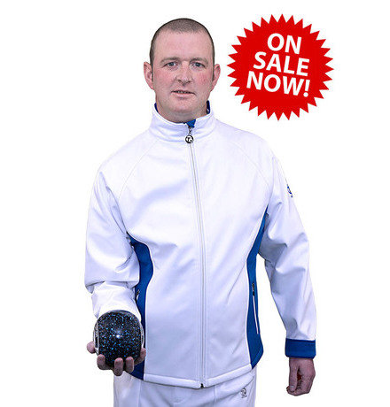 Gents Soft Shell Sports Jacket - White/DBlue