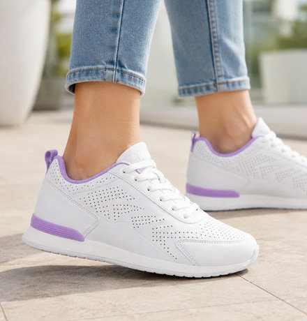 Ladies Dek "FLUKE" White/Lilac lace up Trainer