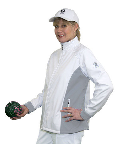 Ladies Soft Shell Sports Jacket - White/Grey