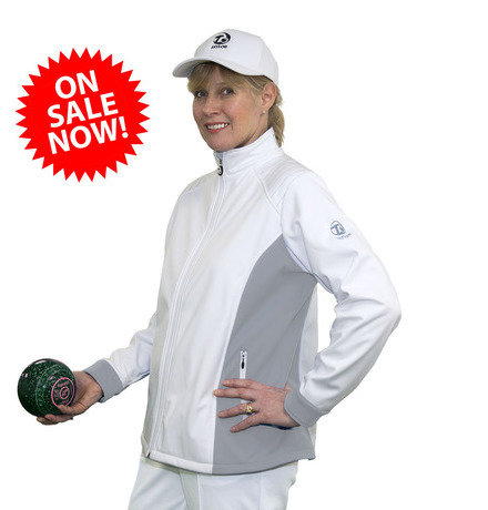 Ladies Soft Shell Sports Jacket - White/Grey