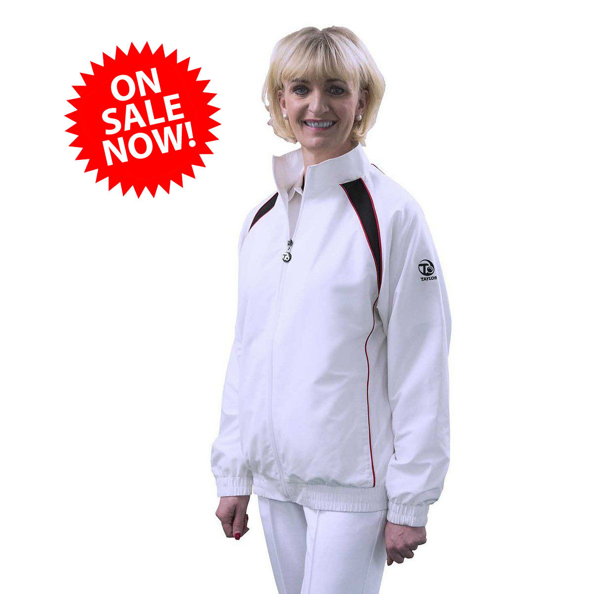 Ladies Ace Sport XV1 Jacket Red & Black Trim Taylor Taylor Bowls Taylor