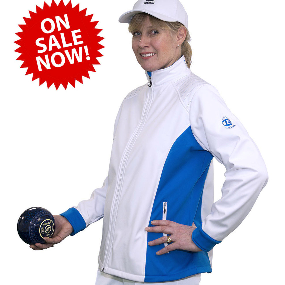 Ladies Soft Shell Sports Jacket White/Blue Taylor Taylor Bowls Taylor