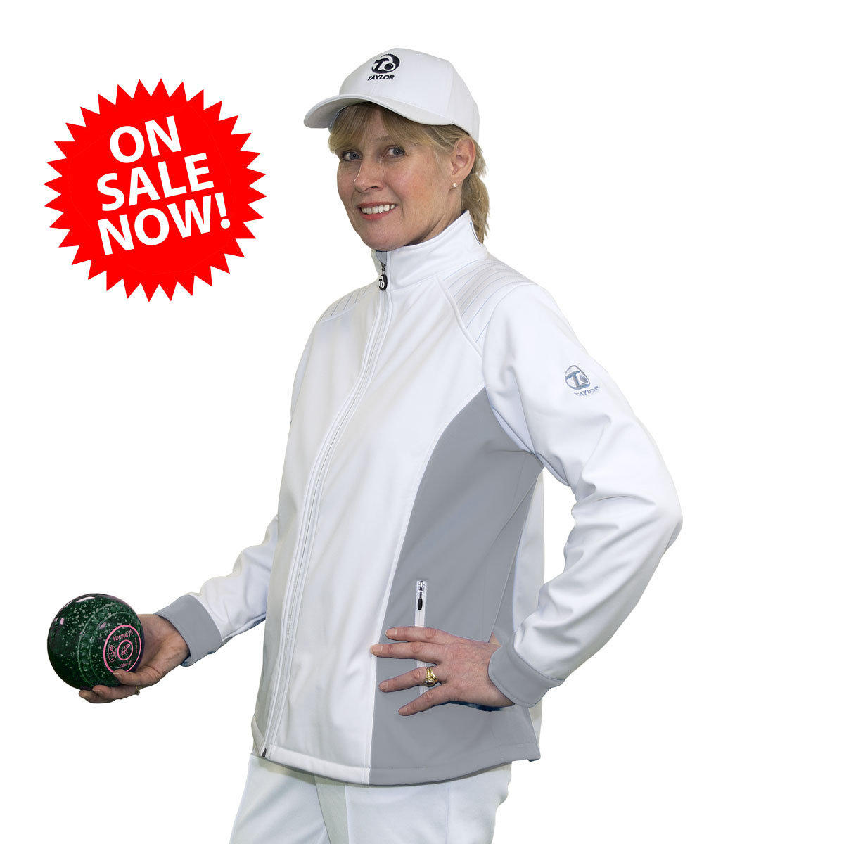 Ladies Soft Shell Sports Jacket White/Grey Taylor Taylor Bowls Taylor